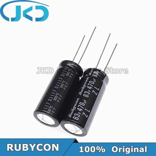10pcs RUBYCON 470UF 63V 12.5*30mm 470UF63V 63V470UF 12.5x30mm Aluminum Electrolytic Capacitor 100% Original