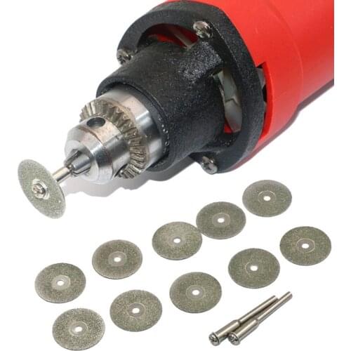 10 Pcs/ Set 35mm Diamond Coated Rotary Cutting Cut Off Blade Wheel Kit with 2pcs Shank Mandrels In Stock
