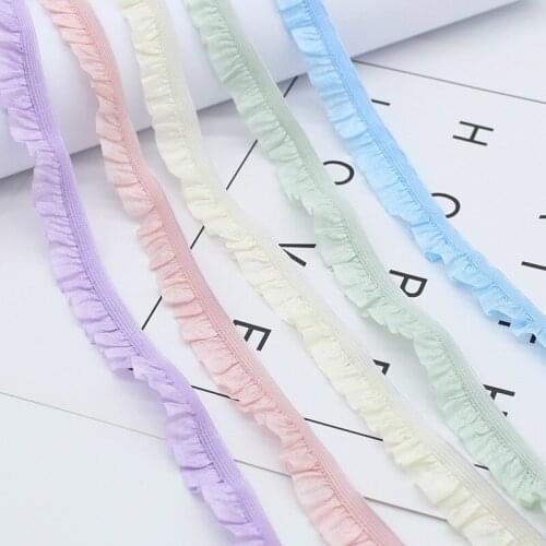 15mm single side lace ruffling stretch tape elastic ribbon rickrack braid DIY shoe hair garment embroider accessories