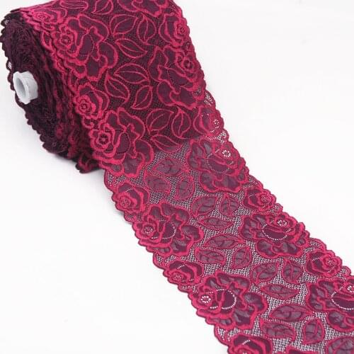 18cm wide 2yds/lot 5colors Handmade Hair Decoration Wide Elastic Stretch Lace Trim wedding dress skirt lace trim