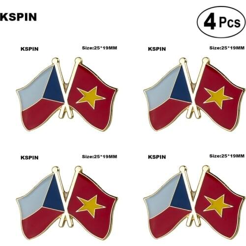 Czech Rep. & Vietnam Friendship Lapel Pin Flag badge Brooch Pins Badges 4Pcs a Lot