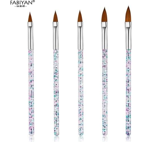 5Pcs Nail Art 3D Crystal Flower Builder Carving DIY Drawing Brush Painting Dotting Pen Manicure Tips Salon Set 11/13/15/17/19mm