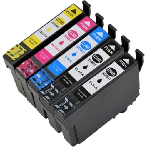 5Pcs for EPSON 220XL T220 XL T2201 T2201XL compatible ink cartridge For XP-320 XP-420 XP-424 WF-2630 WF-2650 WF-2660 Printer