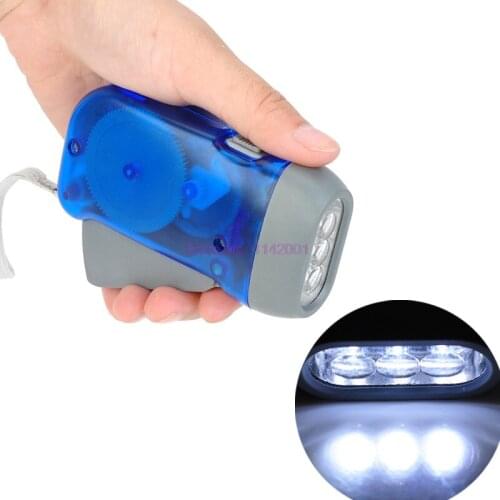 50PCS 3 LEDs Hand Crank Traveling Torch Light Battery-Free Camping Lights Hand Pressing Flashlight Manual Generator Flashlight