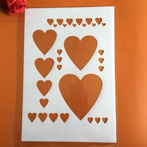 A4 29 * 21cm Heart Pentagram DIY Stencils Wall Painting Scrapbook Coloring Embossing Album Decorative Paper Card Template