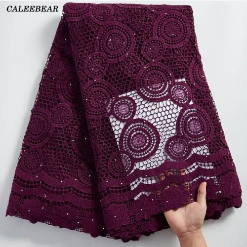 African Guipure Cord Lace Fabric With Stones 2021 Embroidered Nigerian Water Soluble Lace Materials For Wedding Dress Sew S2314