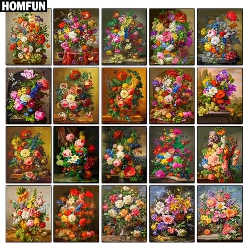 HOMFUN Full Square/Round Drill 5D DIY Diamond Painting "Colored flowers" 3D Embroidery Cross Stitch 5D Home Decor Gift