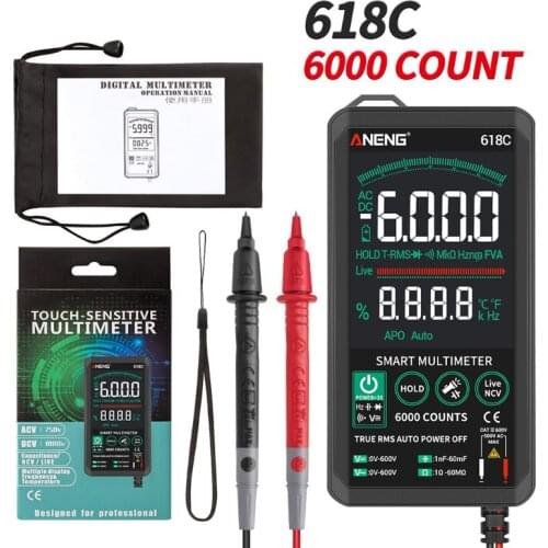 ANENG 618C Digital Multimeter Smart Touch DC Analog Bar True RMS Auto Tester Professional Transistor Capacitor NCV Testers Meter
