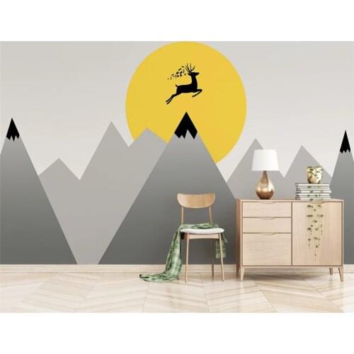 Beibehang Custom modern childrens decorative painting papel de parede 3d wallpaper nordic minimalist alpine fawn tv background