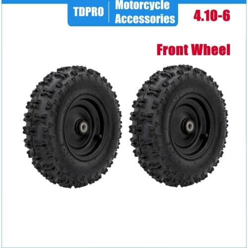 TDPRO 4.10/3.50-6 Front Wheel Knobby Tubeless Tire + Rim for Mini Go Kart ATV Quad Lawn Mower Snowblower Scooter Tyres