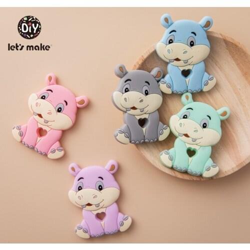 Lets Make 1pc Silicone Rodent Silicone Teether Hippopotamus Teething Necklace Food Grade Gift For Infant Childrens Products