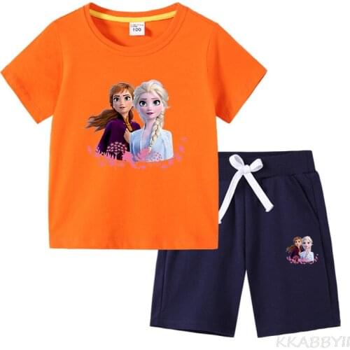 Disney Frozen Clothing Set Kids Summer Baby Clothes Set Girls Casual Sport Outfit Children Clothes t Shirt Suit