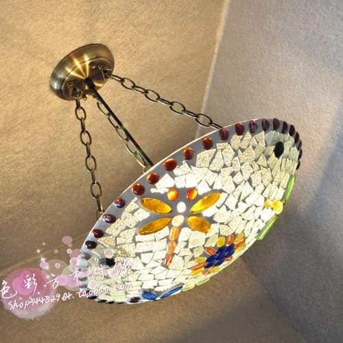 Light40CM European pastoral Mediterranean Pendant Lights bedroom living room lamps MOSAIC study warm color hanging lamp DF131
