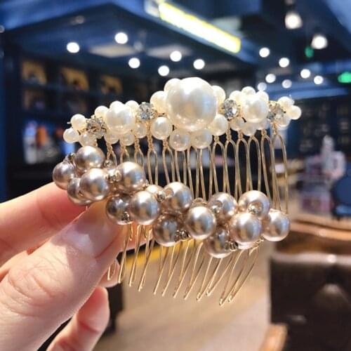 Princess hair comb girl party bridal hair accessories headdress crown crystal pearl wedding bridal hair accessories headdress