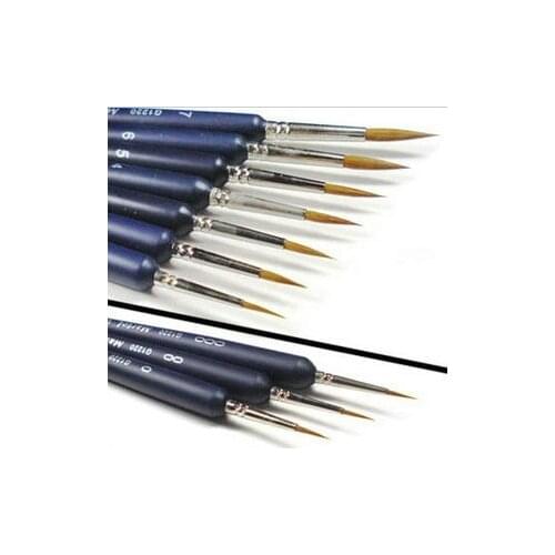 9pcs/set pointed head paint brushes weasels hair for oil acrylic shading gouache watercolor painting artist school