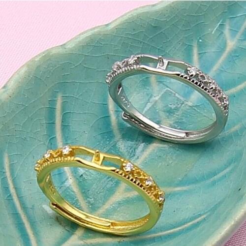2 color Pearl Ring Mountings Ring Findings Adjustable Ring Jewelry Parts Fittings Charm Accessories Silver Jewellery