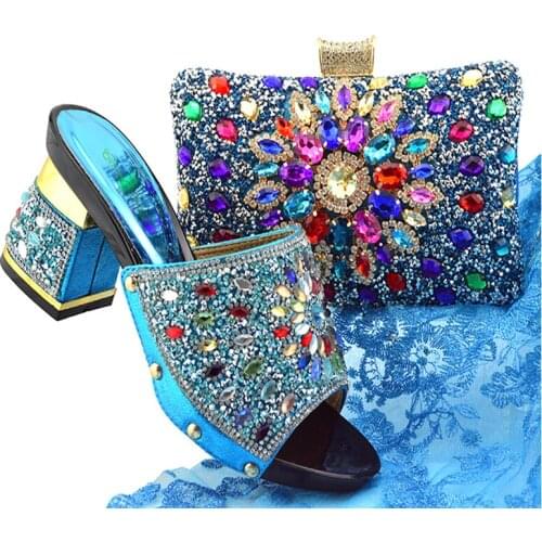 Italian Shoe and Bag Set for Party In Women Matching Shoe and Bag Set Decorated with Rhinestone Designer Shoes Women Luxury