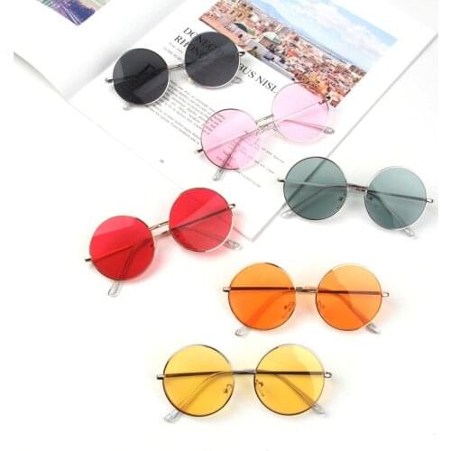 Round Kids Sunglasses Girls Boys Baby Sun Glasses Children Gift Vintage Oculos Eyewear UV400 Solid Color Lenses