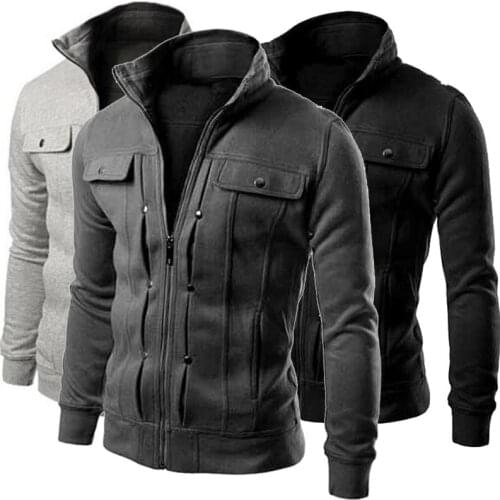 Men Jacket Hoodies New Fashion Brand Cotton Autumn Winter Men Sport wear Men Fleece Sweatshirts Stand Collar Slim Fit Tracksuits