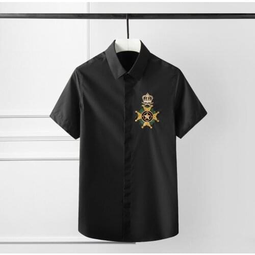 Hight Quality Embroidered Men Shirt Fashion New 100% Cotton Men Shirt Short Sleeve Camisa Masculina Mens Shirts Casual Slim Fit