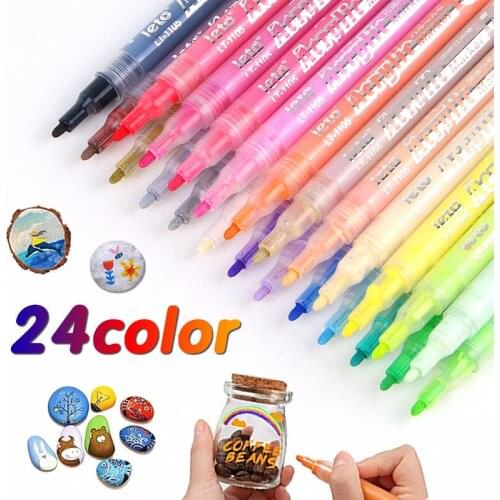 12/18/24 Color Acrylic Paint Marker Pen Set for Rock Painting Stone Ceramic Glass Thick Nib Marking Pens Art Supplies Craft Mark