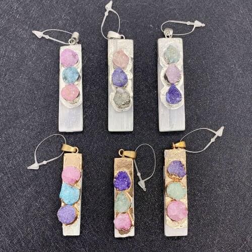 Wholesale A Variety of Colorful Rectangular Shape Pendant Crystals for Jewelry Making DIY Handmade Accessories Beaded Decoration