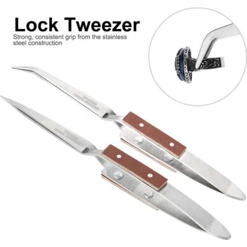1pc Stainless Steel Jewelry Soldering Tweezer Curved Straight Tip Bead Gem Pickup Welding Making Process Repair Tool for Jeweler