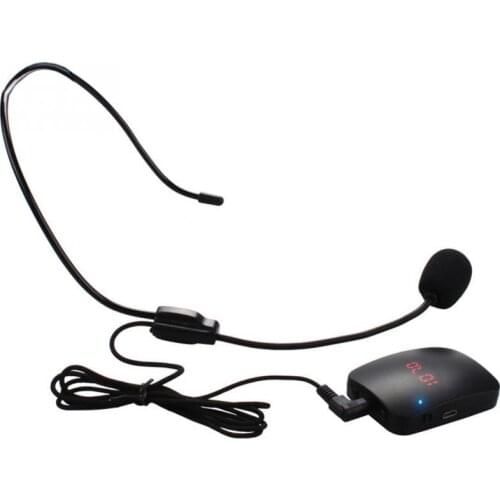 Portable FM Wireless Transmitte Frequency Adjustment Microphone Headset with Lapel Clip for Guide Speech Teaching Loudspeakers