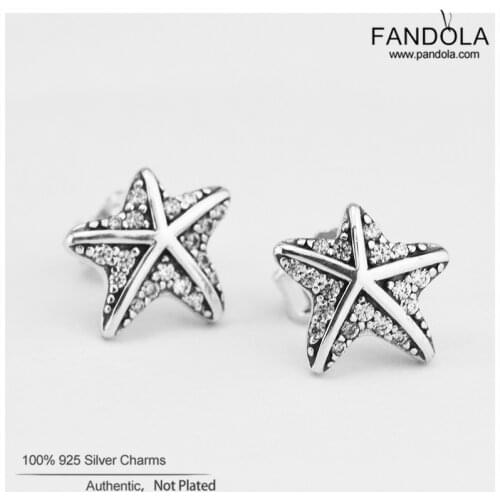 Authentic 925 Sterling Silver Tropical Starfish Stud Earrings for Women Earings Fashion Jewelry pendientes