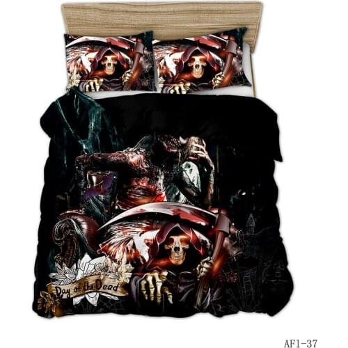 Skeleton Skull Pillowcase Duvet Cover Bedding Set Bedspread 3pcs Queen King Large Size Bed Sets