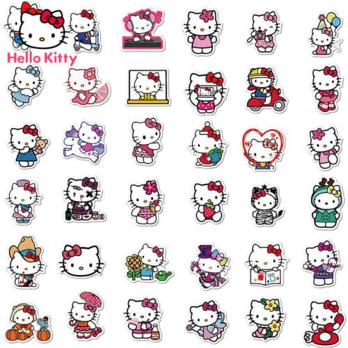 Hello Kitty Sticker Cartoon Cute Water Cup Phone Case Waterproof Sticker Creative Simple Decorative Sticker