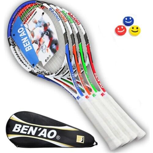 Carbon Fiber Tennis Racket Shock Absorber Handle Adult Professional Training Racket Bag Men Women Beach Ultra Light Racket -40