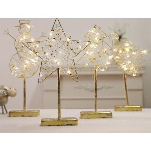 LED Light Christmas Decorations for Home Iron Snowman Star Christmas Tree Decoration Navidad Figurine Ornaments Christmas Gift