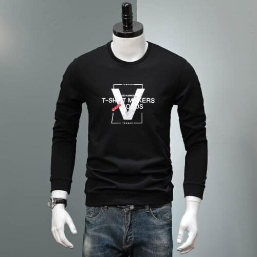 Black Sweatshirts Men Fashion Letter Printed Pullover 2020 Autumn Streetwear Cotton O-Neck Long Sleeve Tracksuit