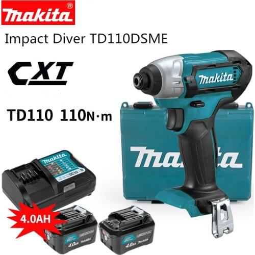 Makita CXT Cordless Impact Diver TD110DSME Li-ion BL1041B 12V 4.0AH Quick Charger DC10SB 12V TD110D TD110DSME TD110DWYE
