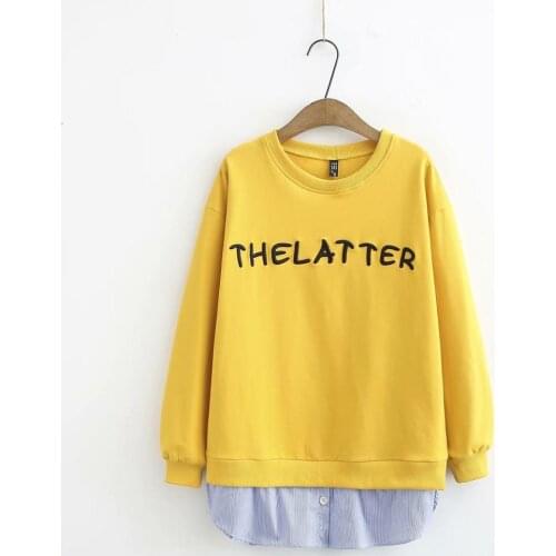 Plus size O neck cotton letter embroidery women loose sweatshirts 2021 new autumn casual ladies gold pink black pullover hoodies