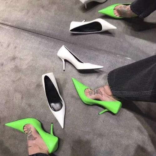 2020 New Spring Green Ladies Pumps Pointed Toe Sexy Thin High Heels Fashion Shallow Pumps Stiletto Party Office Green Shoes