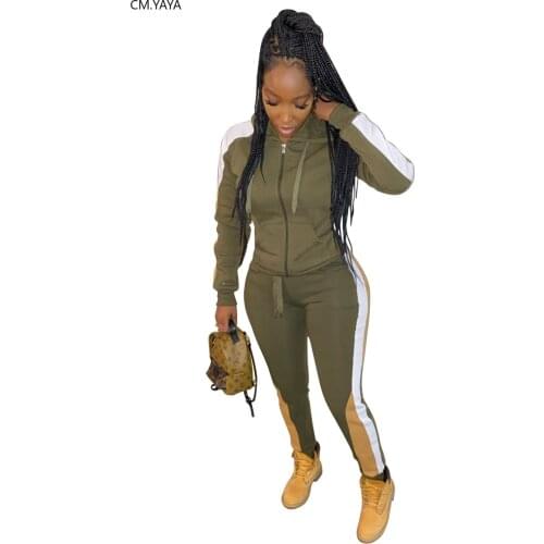 New Autumn Winter Women set hooded Long Sleeve Top Pants Suits striped Two Piece Set Outfits Sportswear night Tracksuits BL7340