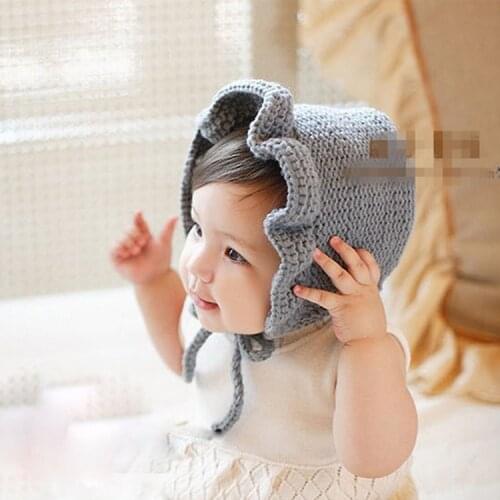 Winter Baby Hat Crochet Knitted Caps for Infant Girls Hooded Earflap Children Kids Warmer