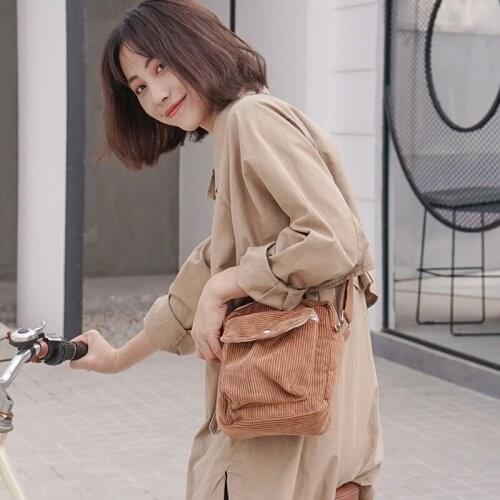 Winter Women Corduroy Flap Bag Female Canvas Cloth Zipper Shoulder & Crossbody Bag Preppy Style Phone Coin Money Bags For Girls