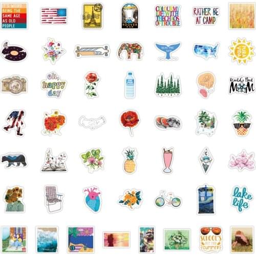 100PCS Cartoon Small Fresh Plant Stickers Decoration Computer Water Cup Luggage Waterproof Graffiti Helmet Sticker Wholesale