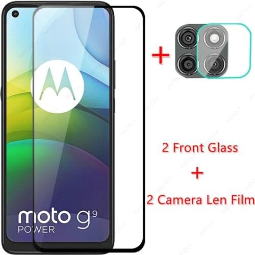 2PCS For Motorola Moto G9 Power Glass for Motorola Moto G9 Power Tempered Glass Film Screen Protector HD Camera Len Film
