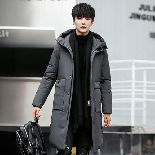 2020 Down Duck Coat for Men Winter Explosion New Thick Casual Fashion Zipper Pocket Hood Windproof Coat Medium Length Quality808