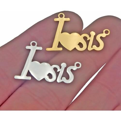 5pcs Stainless Steel Letter Material Lover Necklace Bracelet Connector Accessories Charms Jewelry Findings Making Wholesale Gift