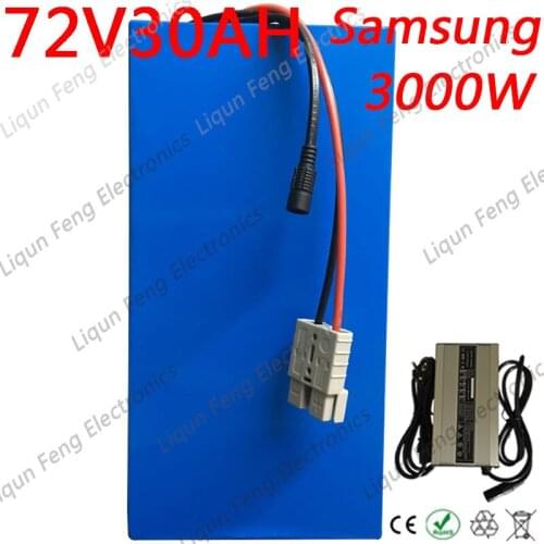 72V Ebike Battery Pack 72V 1000W 1500W 2000W 2500W 3000W Electric Scooter Battery 72V 20Ah 30Ah Lithium Battery Pack+5A Charger