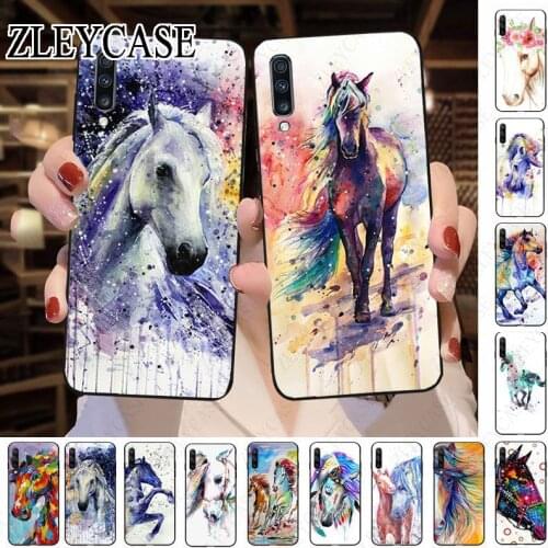 Horse waterclour Soft Phone Case For Samsung Galaxy A50 A10 A20 A20E A20S A30S A40 A51 A70 A30 A6 A7 A8 COVER Cellphones