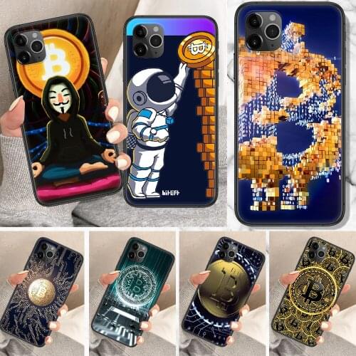 Accept Bitcoin Phone Case For iphone 5 5S SE 2 6 6S 7 8 11 12 Mini Plus X XS XR Pro Max black art hoesjes soft prime pretty