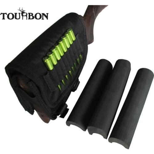 Tourbon Rifle Cheek Rest Pad Shooting Buttstock Cartridges Holder w/ 3 Adjustable Pads Nylon Hunting Gun Accessories Right Hand