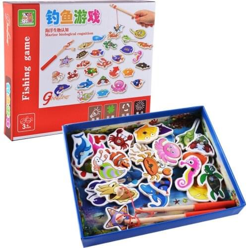Baby Educational Toy Fishing Set Marine Biological Congnition Magnetic Toys Set Game Kids Gifts Fishing Set