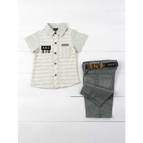 Children boys short-sleeved shirts, shorts, belt suit for spring summer daily prom holiday style suit outfit